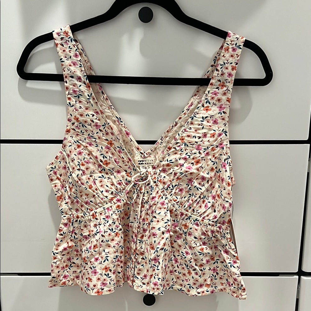 Billabong Pink Sleeveless Tie Front Crop Tank